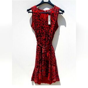 Designer Alice + Olivia Red Leopard Print Cocktail Party Dress Size 0